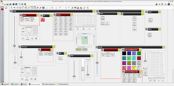 Le desk pour le live, avec des boutons accessibles en tactile, des fader remappés en DMX in depuis une console traditionnelle.